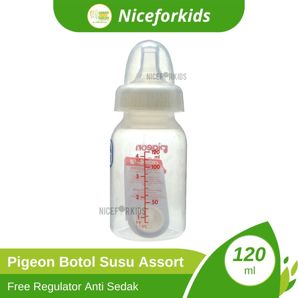 Pigeon Botol Susu Assort Free Regulator Anti Sedak 120ml / Botol Susu Bayi