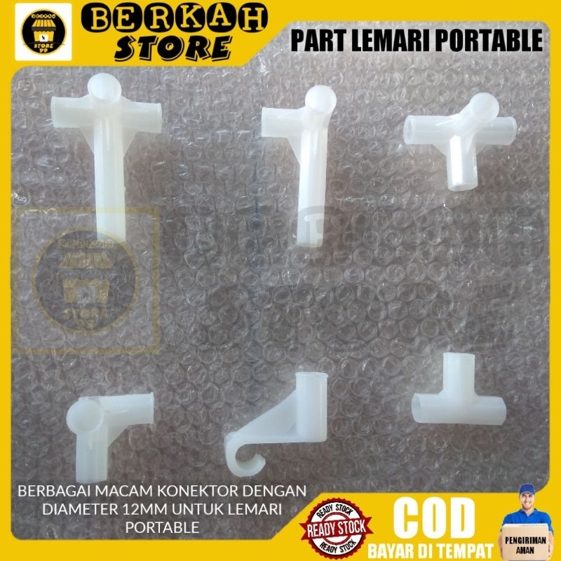 Konektor dan Pipa Lemari Portable Diameter 12 mm untuk Rak Buku atau Sepatu