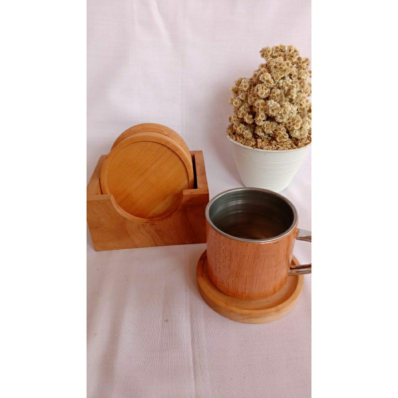 cangkir stainless. cangkir kayu