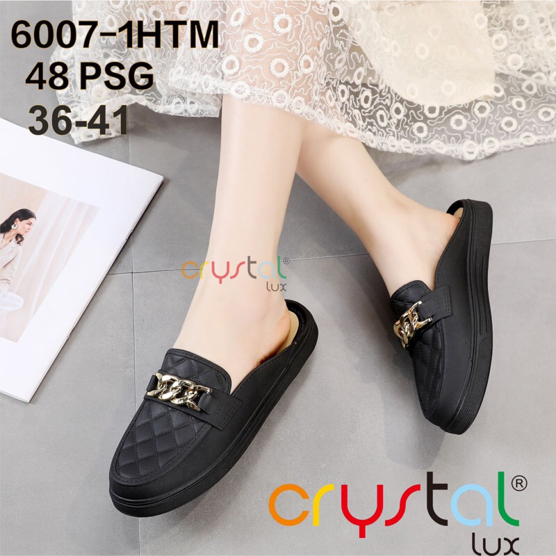 Sepatu Selop Karet Hitam Crystal Glanzton 6007