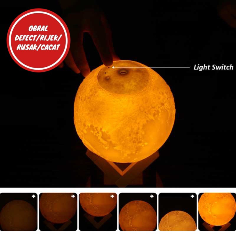 [OBRAL RIJEK] Air Humidifier Lampu Tidur 3D Moon Night Light - AX-08