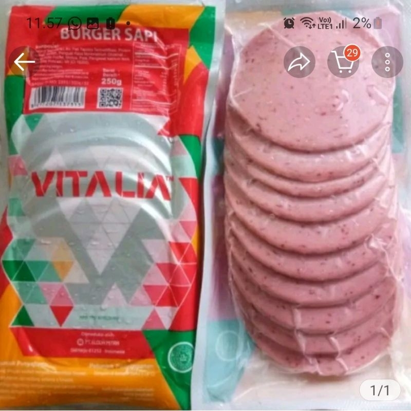 

Vitalia Daging Burger 250g