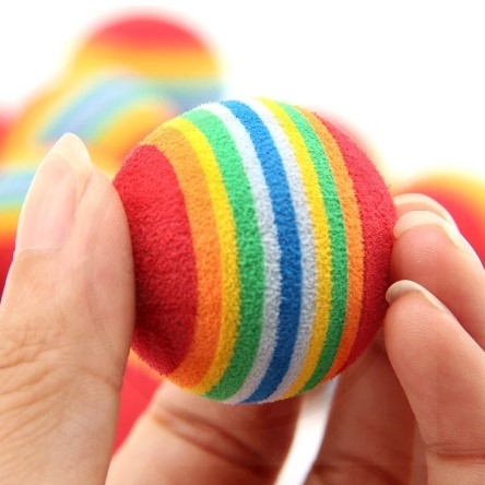 Bola Pelangi mainan gigitan bola gigit anjing kucing cat dog kitten puppy toys rainbow ball