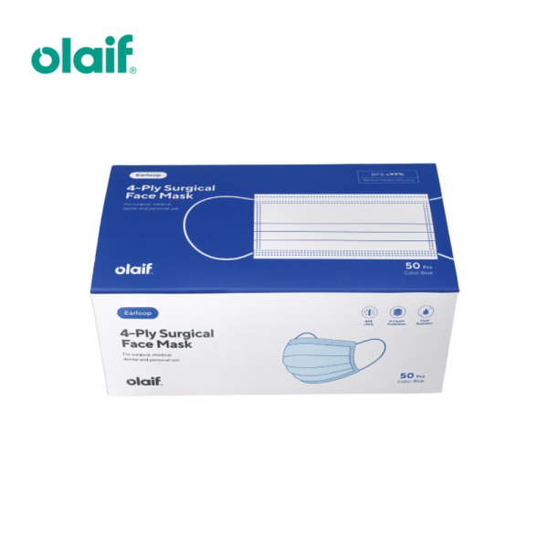 Dijual Olaif 4 Ply Surgical Face Mask - 50pcs – Masker Medis BFE 99 - Biru Berkualitas