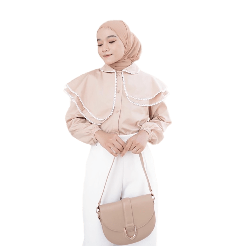 Julie top blouse wanita lengan panjang rempel bahan twiscone size fit XL