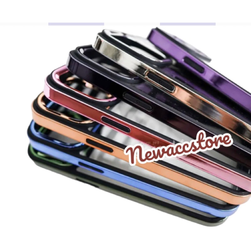 NEW HYBRID skin hd premium chrome case metalik softcase Iphone 13 pro,13 promax,14 promax,14,11,12 pro,11 promax