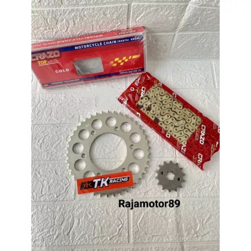 Gear set TK racing Vixion lama Vixion New Byson MX king R15 set rantai Crazo racing 428