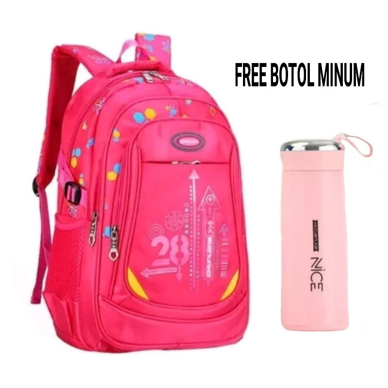 BPT tas sekolah anak laki-laki anak perempuan backpack sekolah anak tk sd smp sma kuliah multifungsi free botol kaca ala korea style 2023