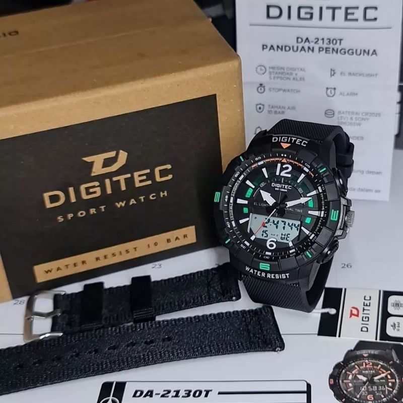 Jam Tangan Pria Fashion Analog Digitec Da 2130 Free Strap Original