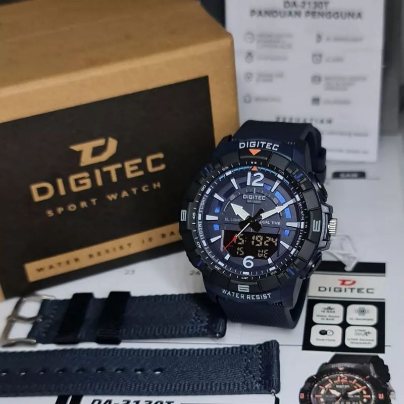 Jam Tangan Pria Fashion Analog Digitec Da 2130 Free Strap Original