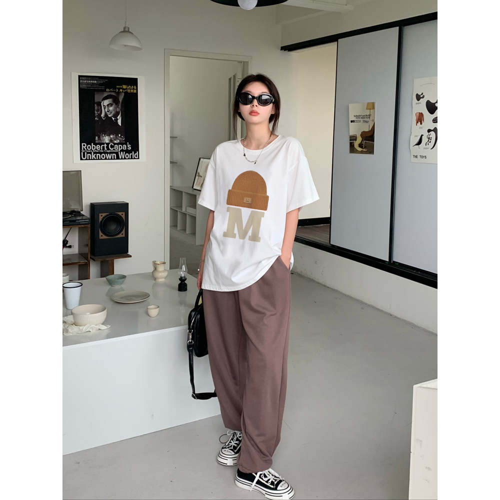 Kaos Atasan Wanita Lengan Pendek Oversize Letter Printed T-shirt Baju Wanita Kekinian Korean Style