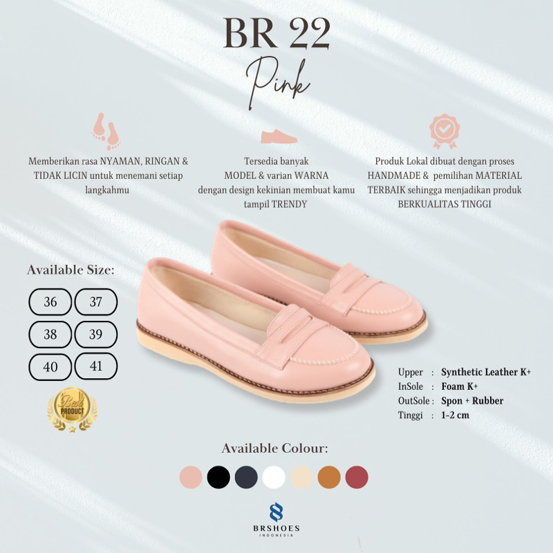 [SIAP KIRIM] BRShoes22 Pink Sepatu Kerja Casual Slip On Wanita