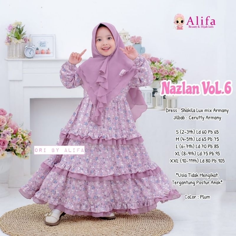 Nazlan flower kids gamis anak ori Alifa