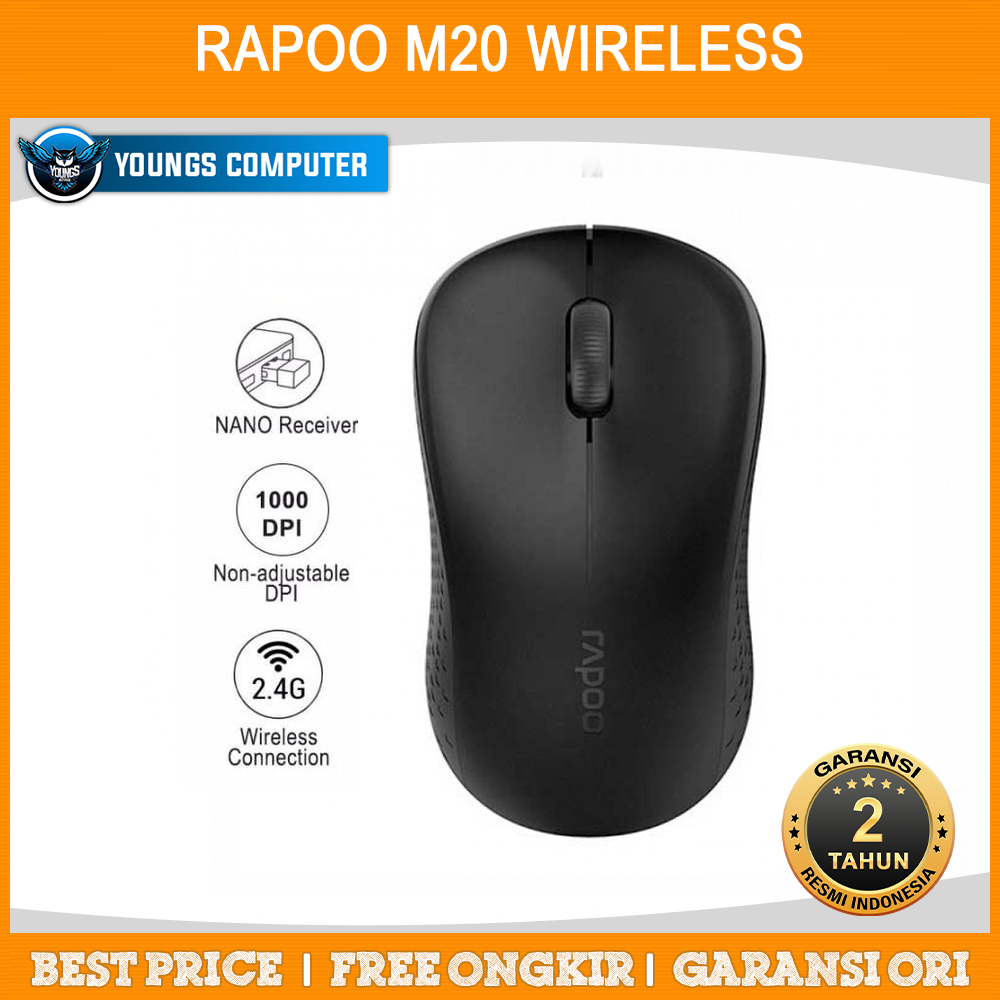 MOUSE RAPOO M20 WIRELESS Mouse 2.4Ghz. 1000dpi Invisible Optical Sensor