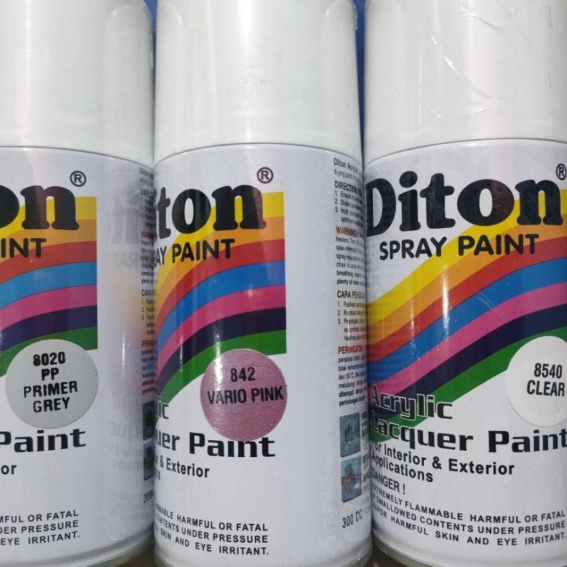 Pilok Cat Diton Paket Lengkap 3 Kaleng 300cc Vario Pink 842 Primer Grey 8020 Clear Glossy 8540