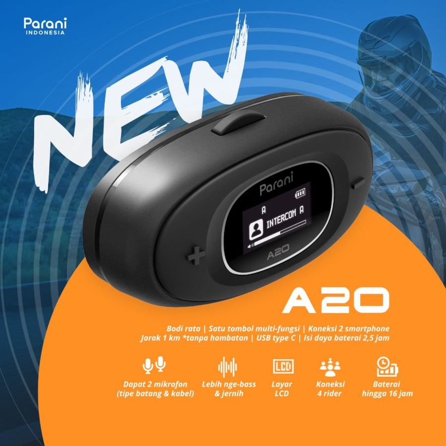 INTERCOM PARANI M10, A10, A20 INTERCOM HELM ORIGINAL GARANSI RESMI