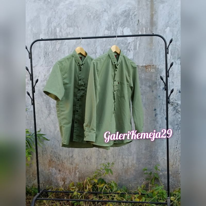 KEMEJA POLOS PRIA HIJAU MINT LENGAN PANJANG/KEMEJA HIJAU MINT PENDEK
