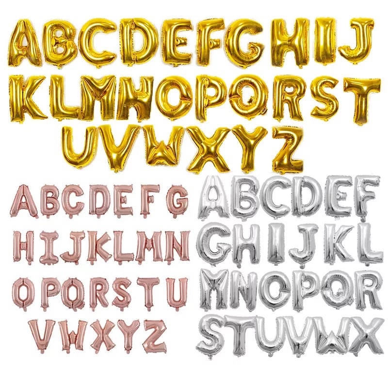 𝘈𝘉𝘎✰ Balon Foil Huruf Abjad Alphabet Gold Silver A-Z / balon huruf A-Z dekorasi ulang tahun Gold Silver (1pcs) 1269