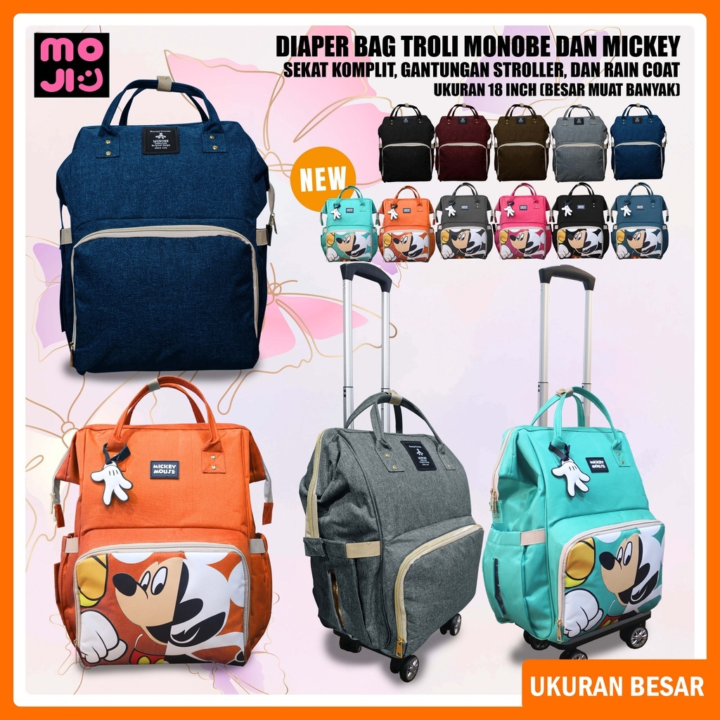 MOJI - Diaper Bag Komplit Set Dengan Troli Multi fungsi / Tas Ransel Popok Bayi