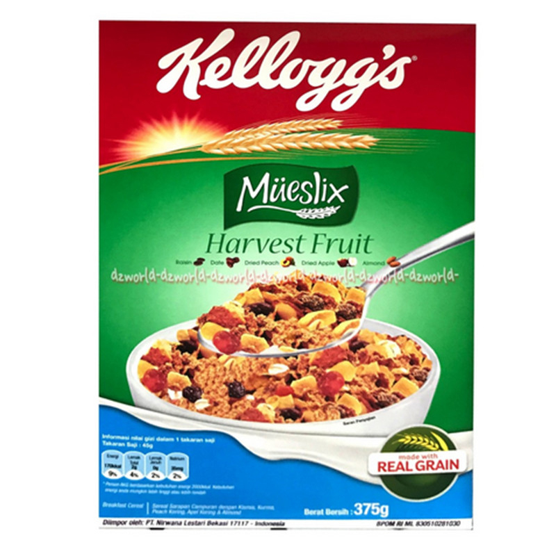 Kellogg's 355gr Mueslix Harvest Fruit Sereal Terbuat Dari Gandum Pilihan Real Grain Kelloggs Cereal Muesli Raisin Dried Almond