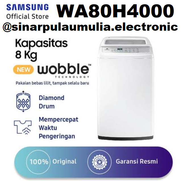Samsung Mesin Cuci Otomatis Top Loading 8 KG - WA80H4000 / WA 80 H 4000 / WA 80H4000 / 80H / WA80