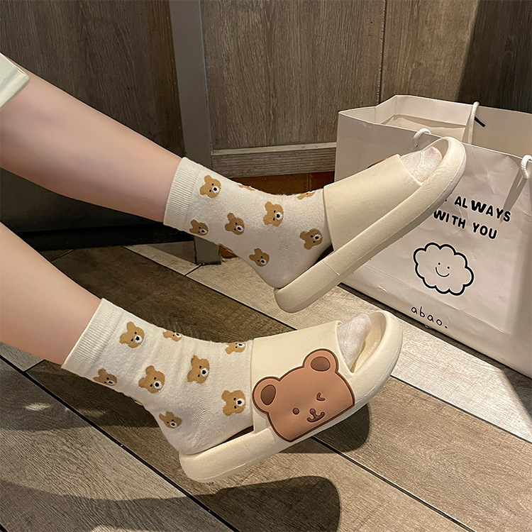 SJPOP Sandal Karakter Motif Bear Beruang Sendal Karet Couple Slip On Karet Empuk Home Slipper Anti Slip Wanita Pria Gaya