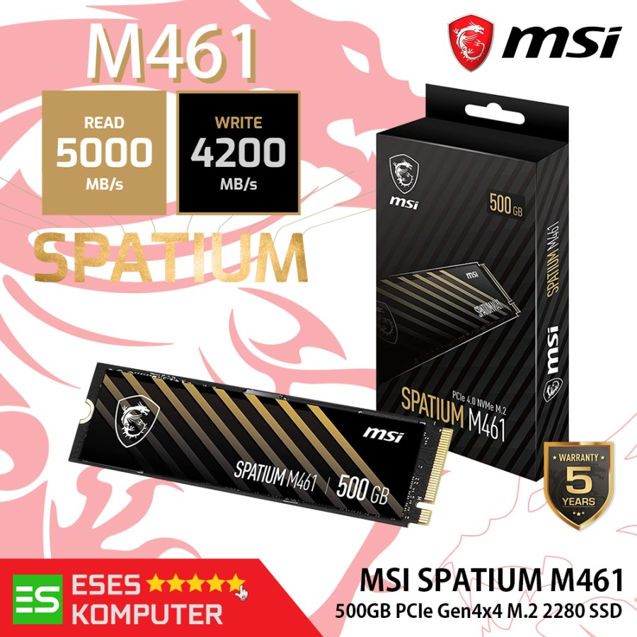 SSD MSI SPATIUM M461 500GB PCIe 4.0 Gen4x4 NVMe M.2 2280