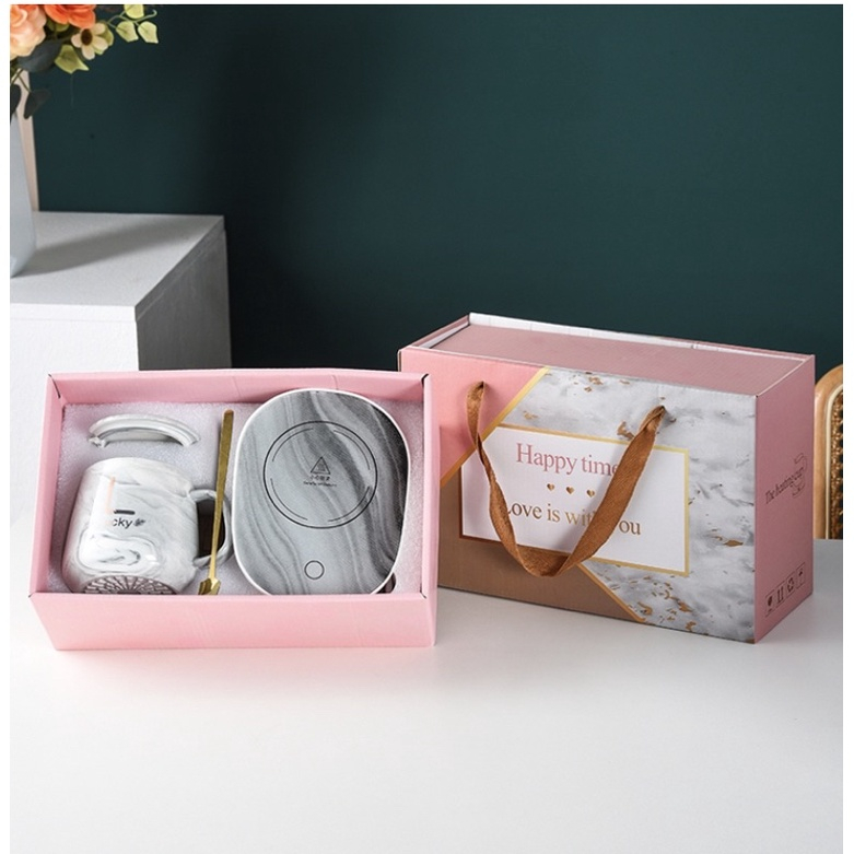 ZONEGIFT  - ALAT GELAS SET KERAMIK PENGHANGAT KOPI DAN TEH & PEMANAS CANGKIR LENGKAP 55 DERAJAT