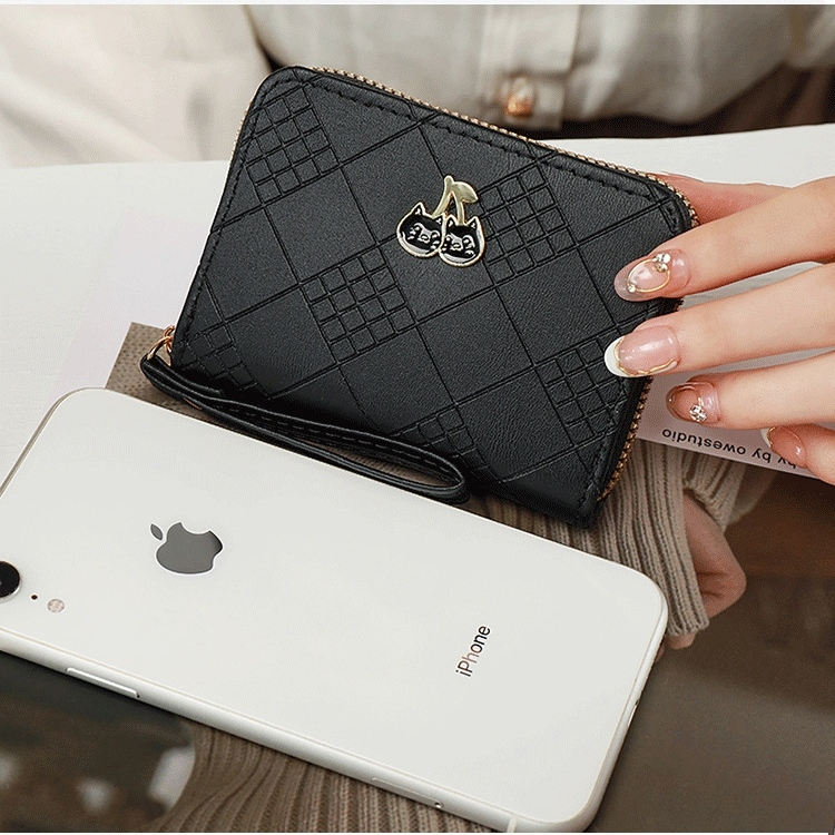 DOMPET KARTU WANITA KECIL MURAH IMPORT PREMIUM ATM CARD HOLDER KULIT HITAM WA694B5 KOREA BRANDED BATAM FASHION KEKINIAN REMAJA CEWEK LUCU MINI DELPHINIA