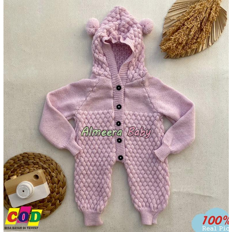 Sleepsuit Rajut Bayi Baru Lahir Usia 0-3 Bulan Anababy