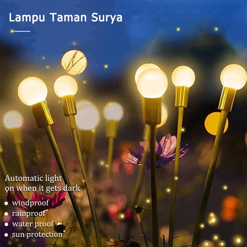 6 LED Lawn Walkway Firefly Bentuk Solar Garden Light Outdoor Tahan Air Lanskap