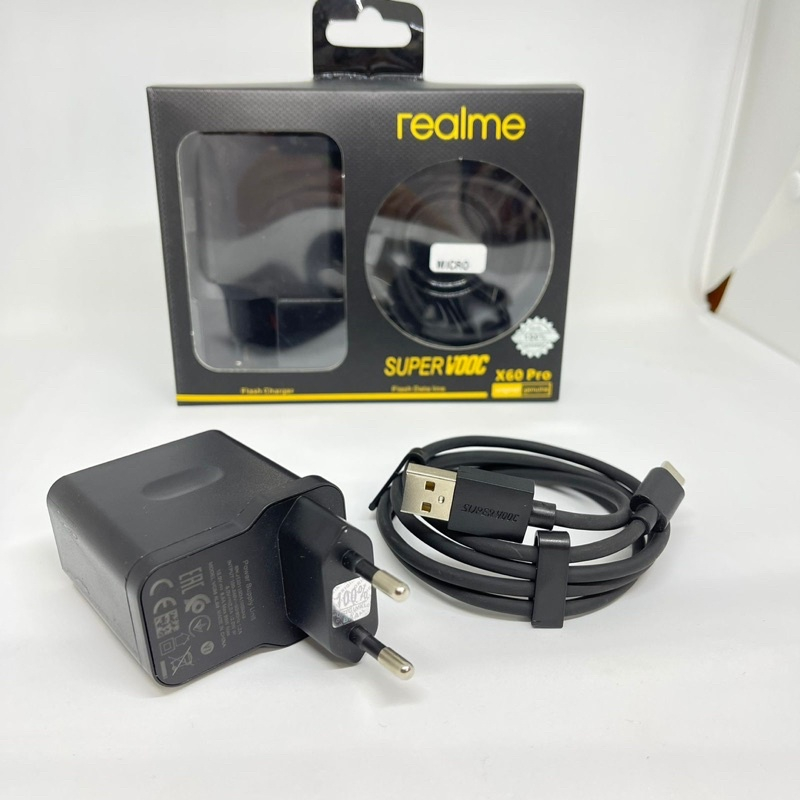 Charger REALME 65W X60PRO X60 Pro BLACK USB Type-C / Micro USB Super VOOC Fast Charging kode401 BY SMOLL