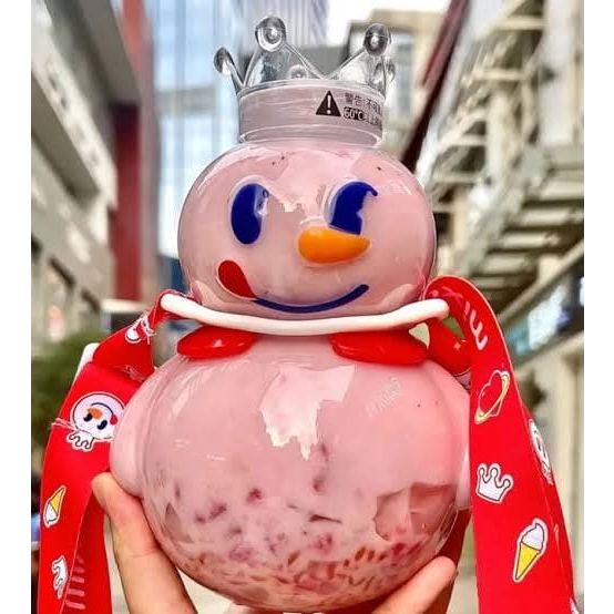 Botol Minum Viral Mixue Trasnparan Botol Minum Mixue Tumbler 700ml Dengan Tali Mixue Botol Minum Mixue Viral