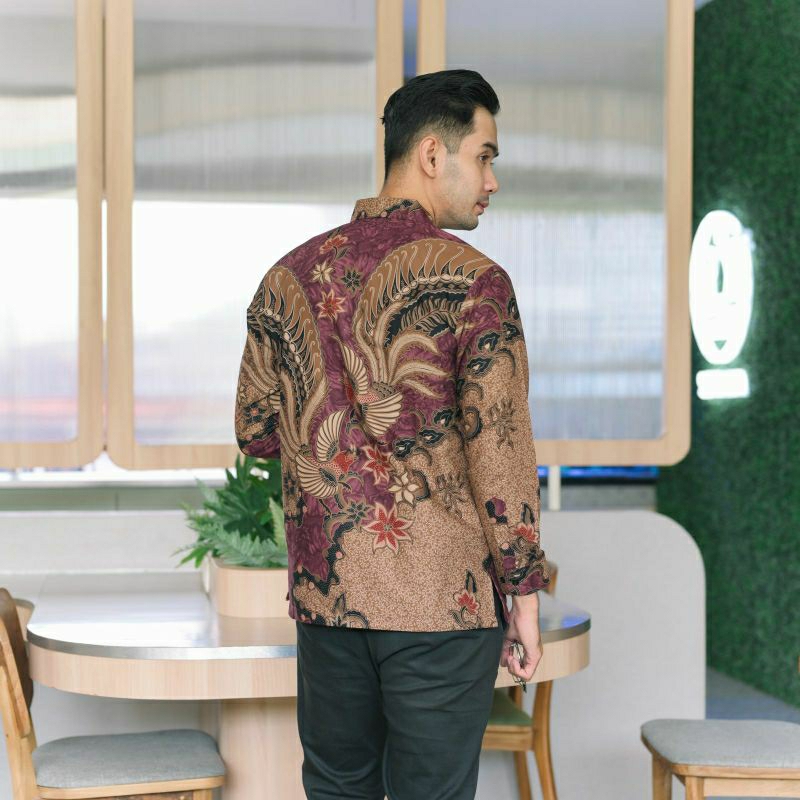 Batik couple sarimbit pria &amp; wanita batik katun lapis furing size reguler mocha ungu