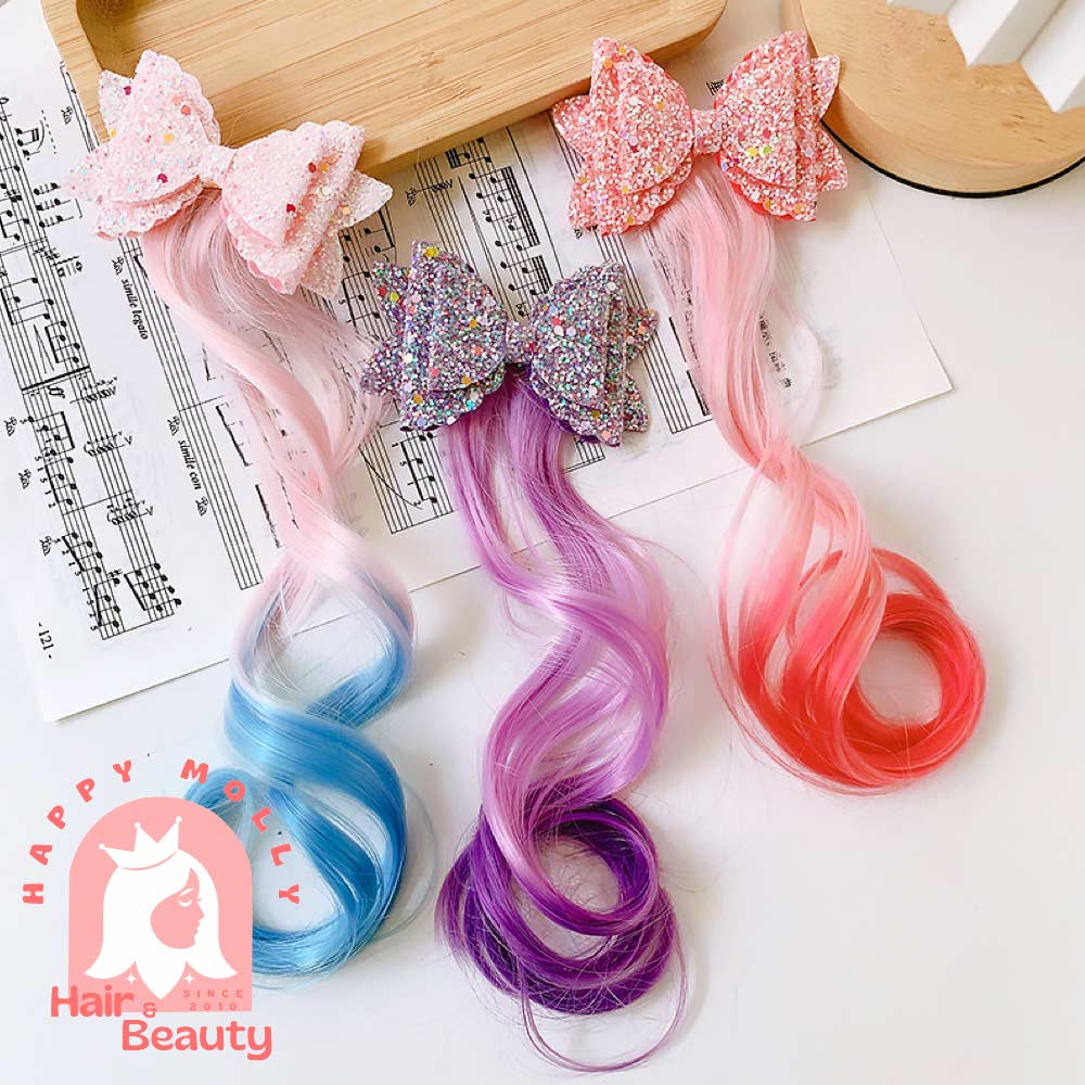 Jepit Rambut Highlight Palsu - Curly - Hiasan Anak Perempuan Korea - Pita Princess W8198 ( Group )