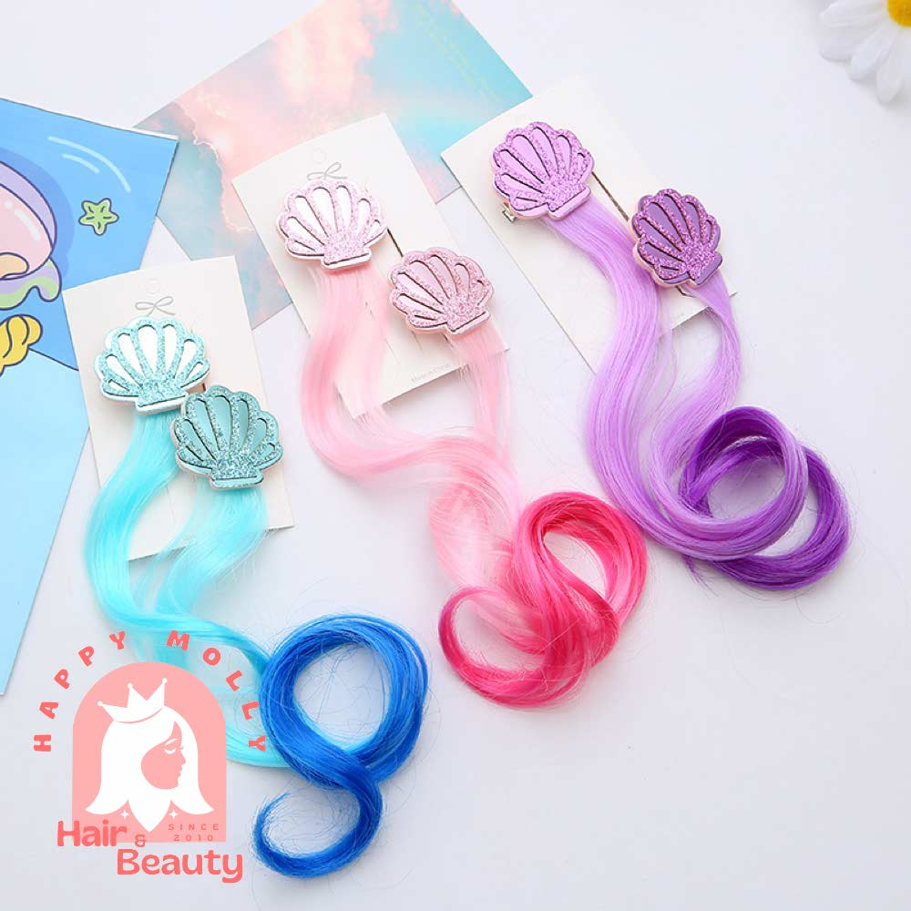 Jepit Rambut Highlight Palsu - Curly - Hiasan Anak Perempuan Korea - Mermaid Princess W8201 ( Group )