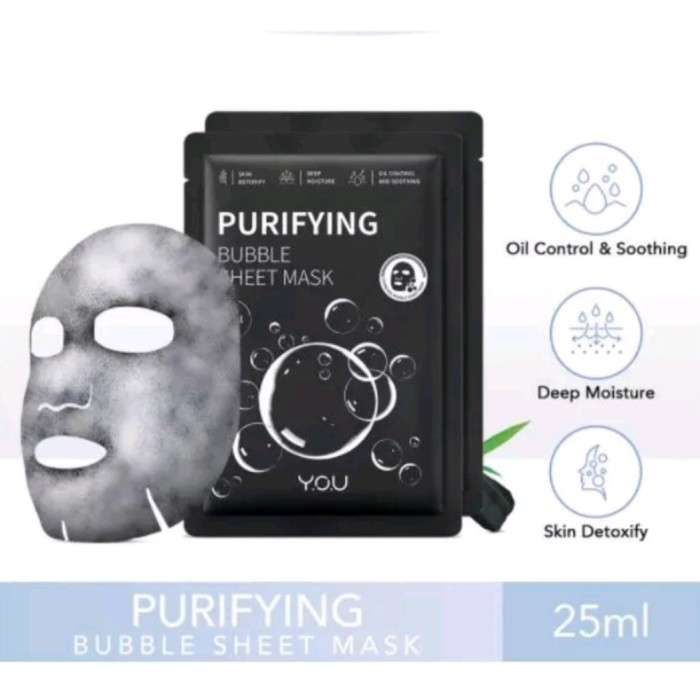 YOU PURIFYING BUBBLE SHEET MASK DETOX MASKER WAJAH MOIST &amp; OIL CONTROL