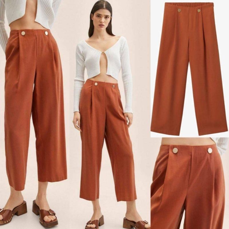 MNG flowy cullotes pants //   MNG gold button cullotes pants