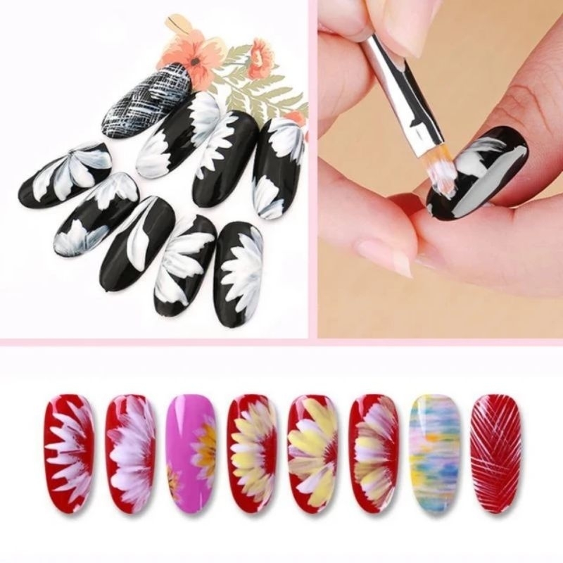 Set Pen Brush Nail Art Flower Line / Kuas Lukis Kutek Gambar Bunga Garis