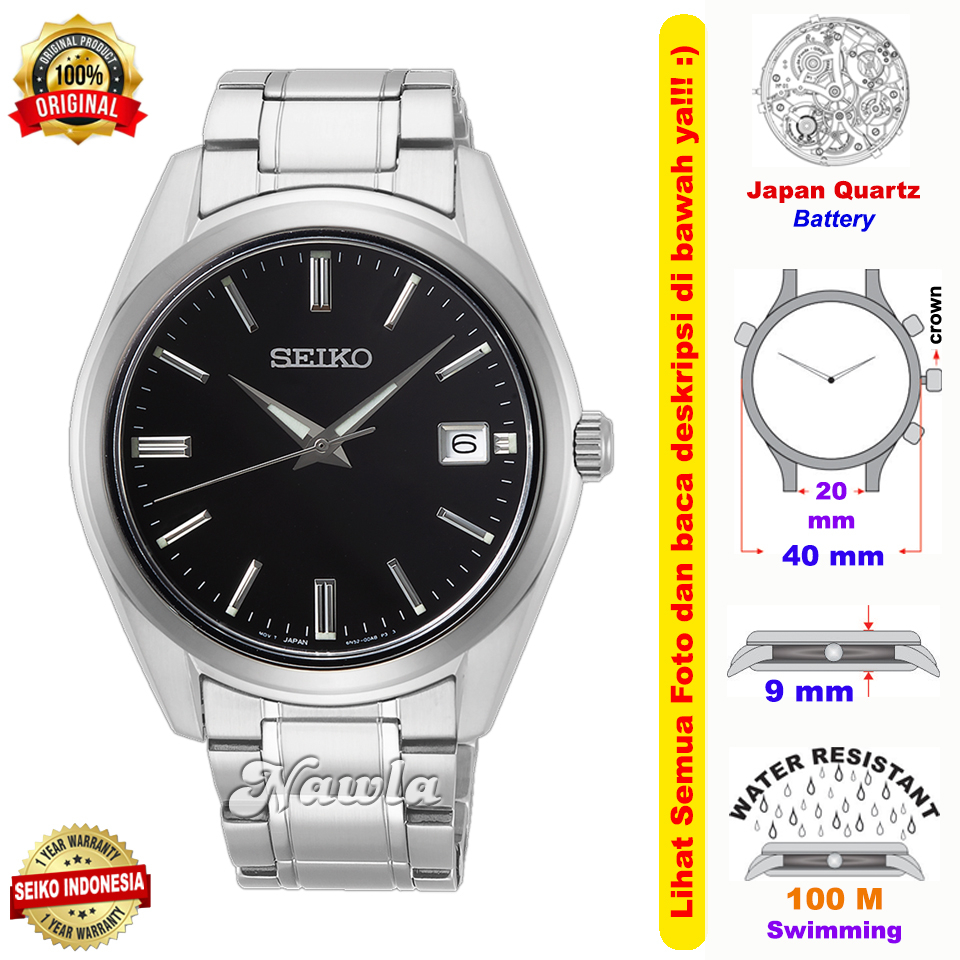 Seiko Quartz SUR311P1 Classic Sapphire Black - Jam Tangan Pria SUR311