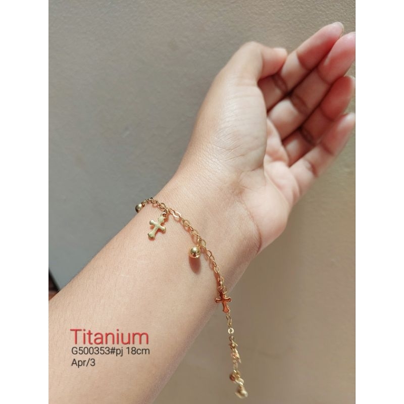 Gelang tangan rantai salib titanium rosario