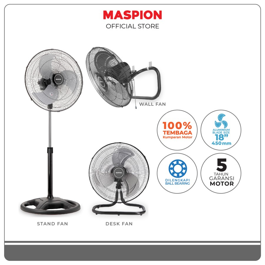 Kipas angin Besi Turbo maspion Pw 451 18” 18 inch Power Fan 3 in 1