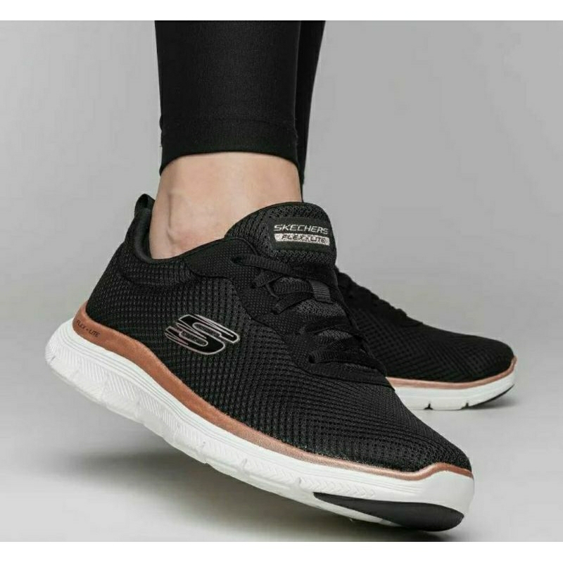 SKECHERS FLEX APPEAL 4.0 BRILLIANT VIEW WOMEN BLACK/ROSE GOLD TALI HIDUP SIZE 36/37 ORIGINAL BY SPOR