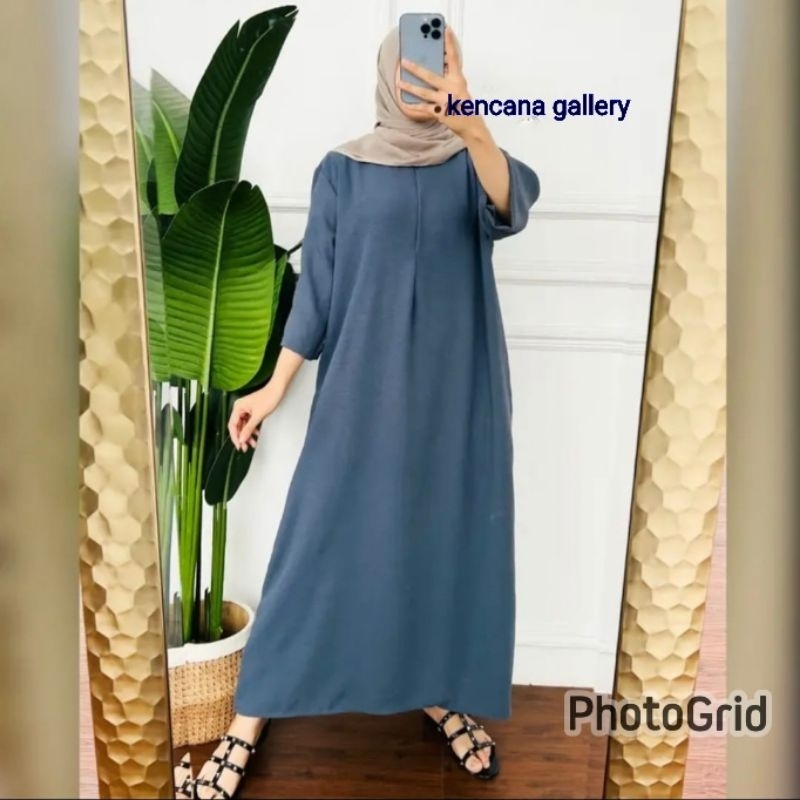 Zea long dress tangan 3/4 airflow crinkle busui, daster gamis panjang kencana gallery