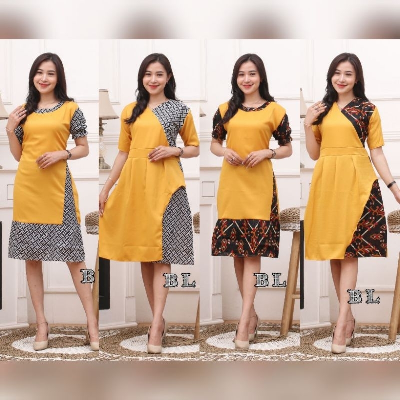 New Model Baju Dress Batik Tradisional Wanita Modern Atasan Batik Kantor Wanita Murah Katun Premium 