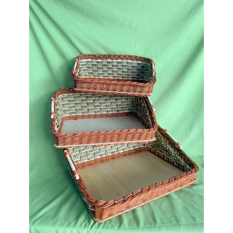 keranjang hantaran rotan sender set3 / hampers rotan unik motif sender/ hampers rotan seagrass / ker