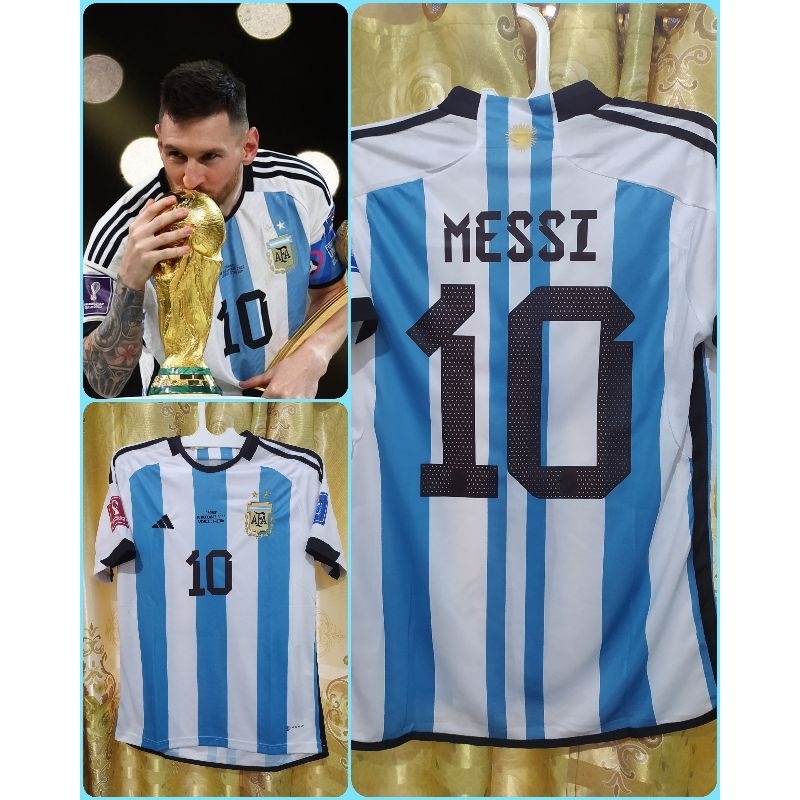 Jersey Argentina Juara Piala Dunia 2022 Bintang 2 Messi