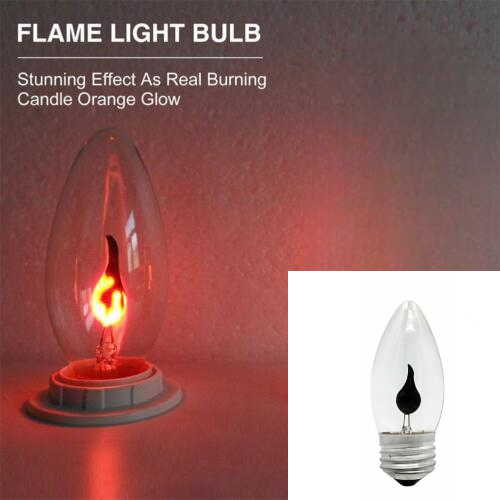 Lampu Bohlam LED Api E27 Warm White 3W Flickering Candle Light - Transparan