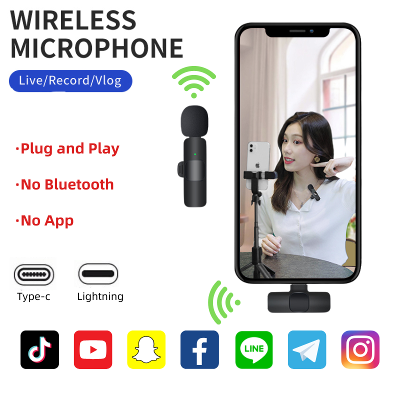 Wireless Microphone Clip On Vlog Lavalier wireless clip on mic For Type-c iphone mini Mikrofon