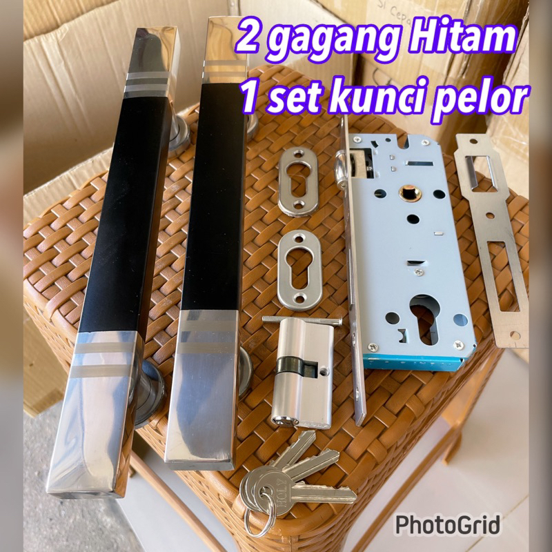 Terlaris kunci pintu dua kupu kupu double 2 gagang pintu Hitam + body pelor stanlis 2 GAGANG PINTU+ KUNCI PELOR TARIKAN HANDLE PEGANGAN + KUNCI PELOR MURAH KUNCI PINTU 2 pull handle kotak stanlis + body pelor stanlis kunci pintu dua kupu kupu dobel